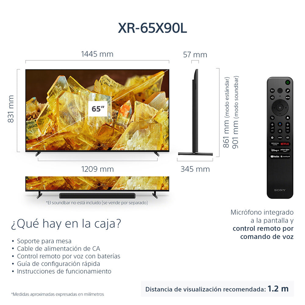 Instrucciones para el televisor SONY XR65X90L de 65 pulgadas 4K Ultra HD
