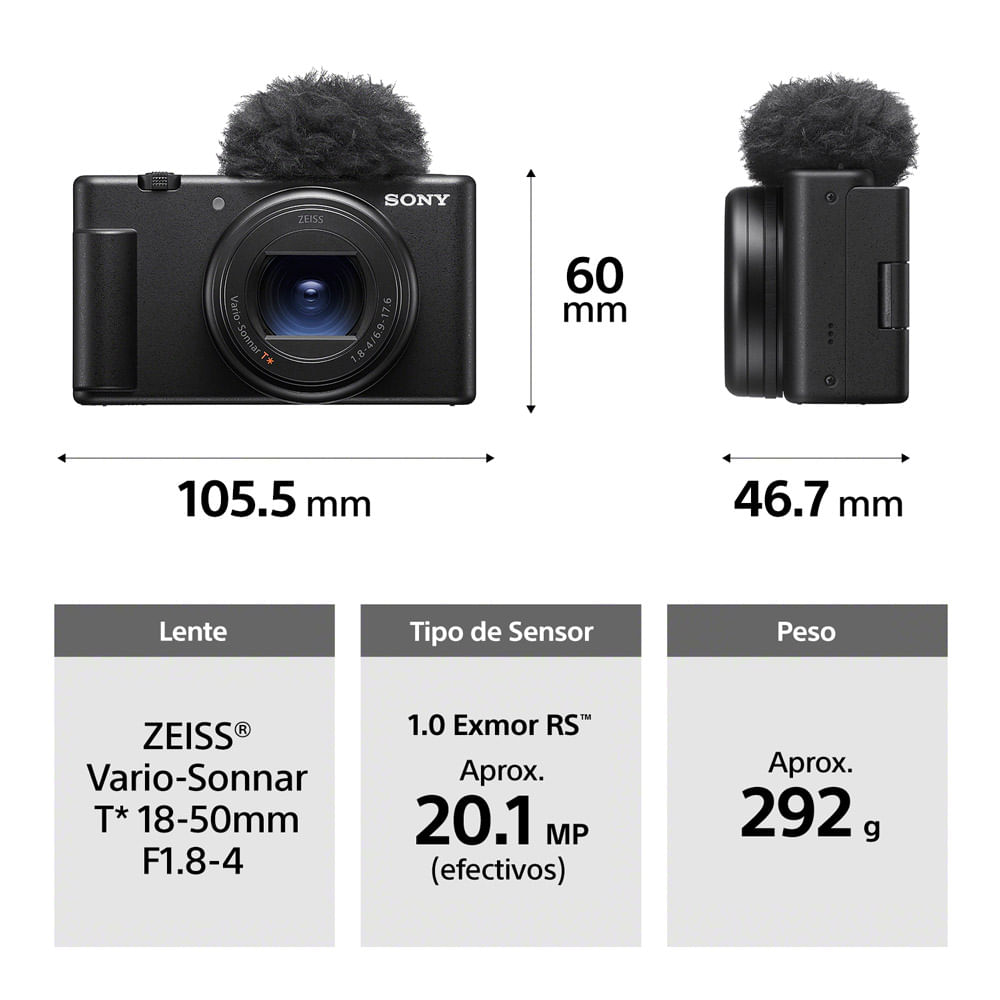 Sony ZV-1 Cámara de vlogging con pantalla abatible para  - Micrófono  integrado, video 4K, pantalla táctil, transmisión en vivo, cámara web y