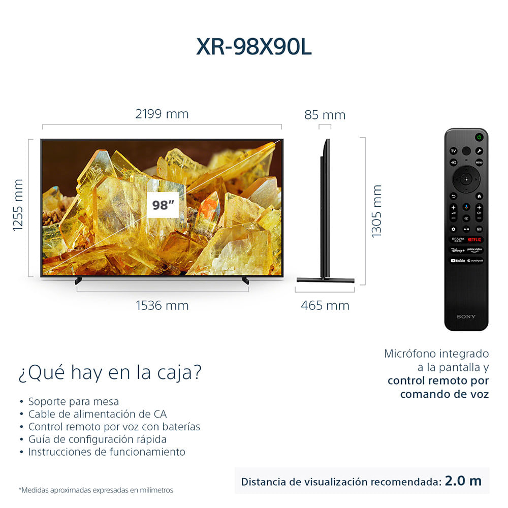 X90L/X91BL, BRAVIA XR, Full Array LED, 4K Ultra HD, Alto rango dinámico  (HDR), Smart TV (Google TV)